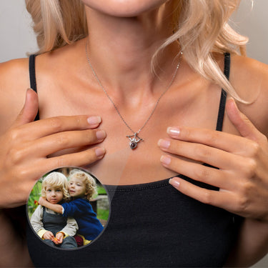 Horn Photo Necklace Photo Personalised Necklace - Photo Necklace - Photo Projection Necklace Necklace Silver Brother & Sisters